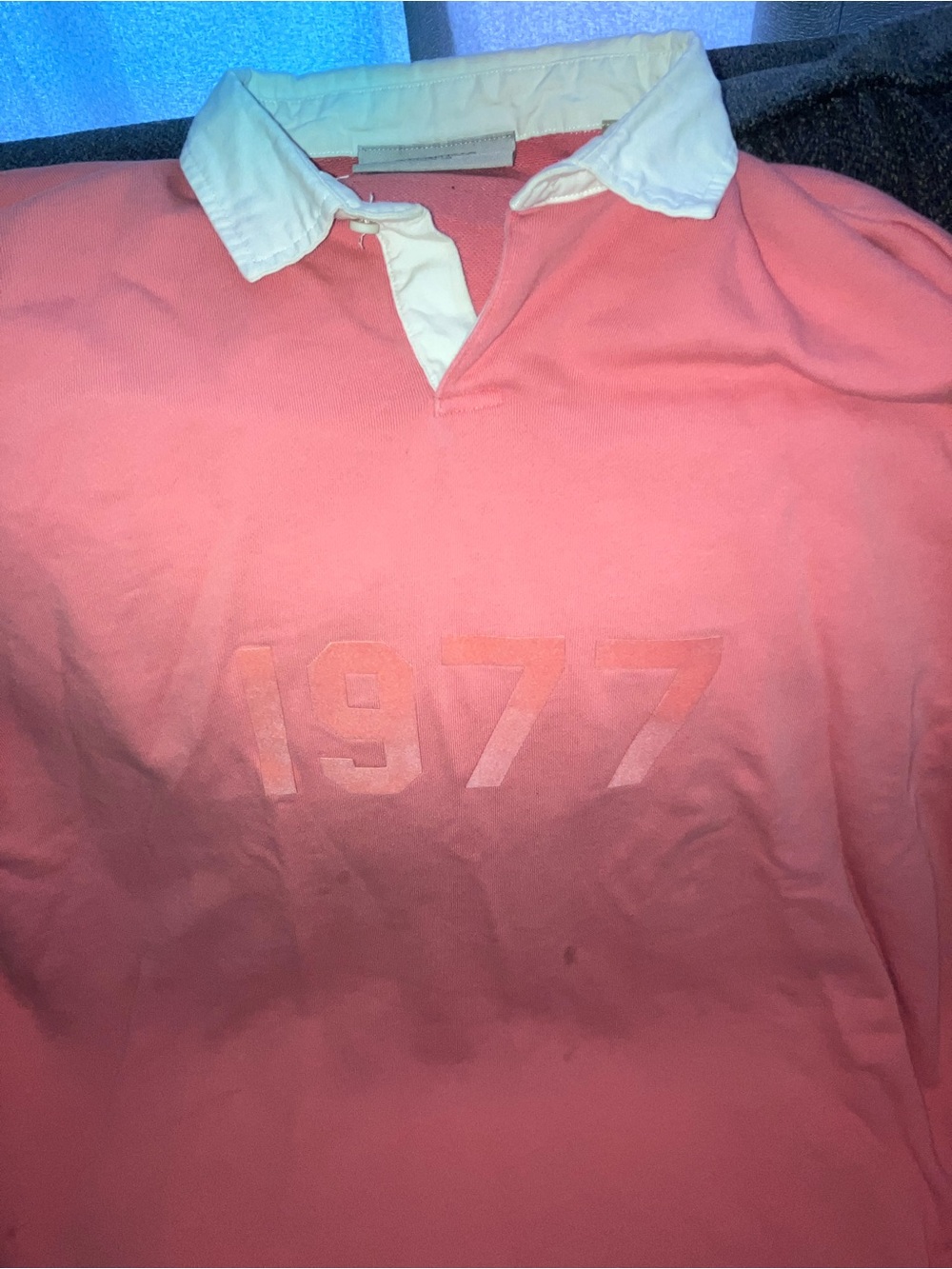 Essentials Coral Pink Rugby Polo with White Contrast Collar